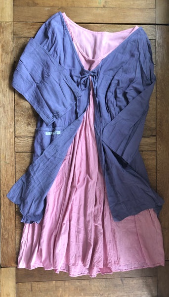Rose pink organic fairtrade cotton women’s sleeved dress (42” bust)