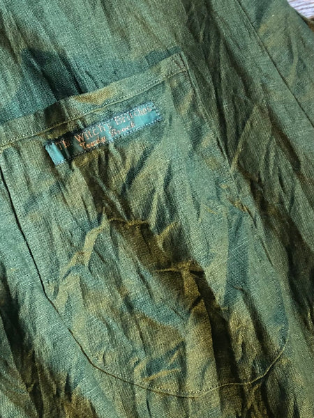 Holly green linen wraparound skirt (46” waist)