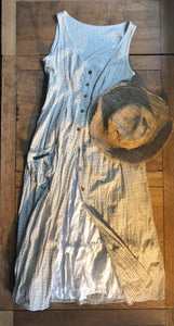 Cotton shirt checked women’s button front pinafore dress (38” bust)