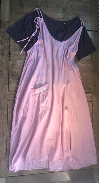 Rose pink organic fairtrade cotton women’s pinafore dress (48” bust)