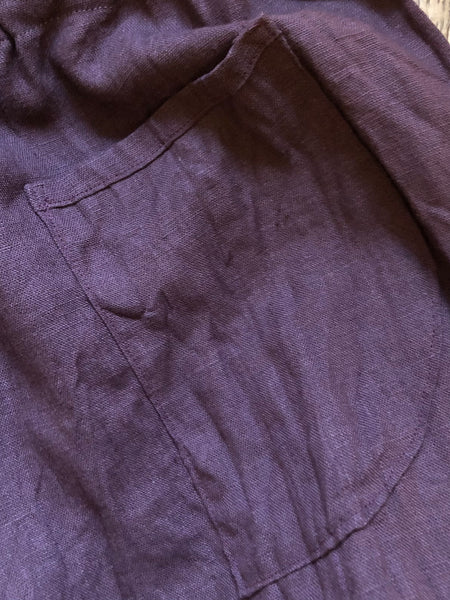 Damson wine linen women’s long bloomers (38”)