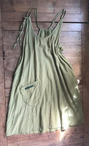 Lime green organic fairtrade cotton women’s pinafore dress (42” bust)