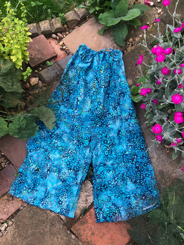 Sea-blue bubbles printed cotton women’s long bloomers (42”)