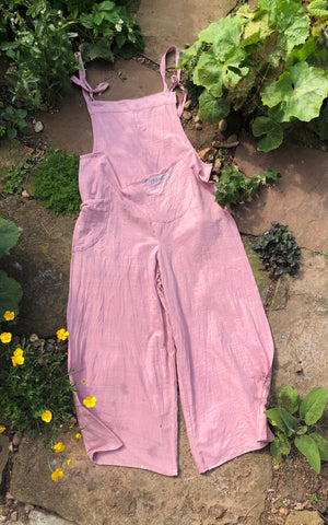 Dusky rose organic fairtrade cotton women’s dungarees (42”)