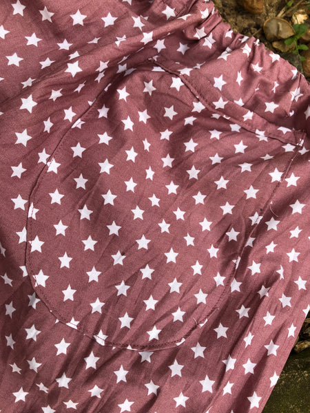 Mulberry with stars cotton mid length women’s bloomers (38”)