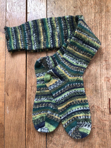 Green stripe wool blend boot socks (4-6)