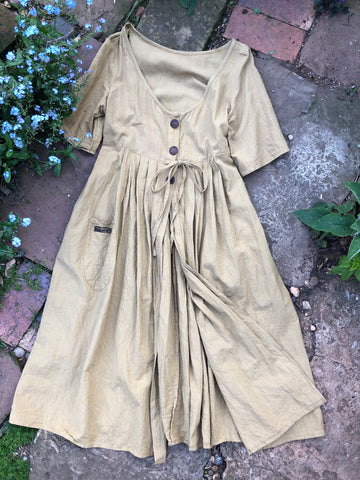 Mustard organic fairtrade cotton women’s short sleeved dress jacket (38” bust)