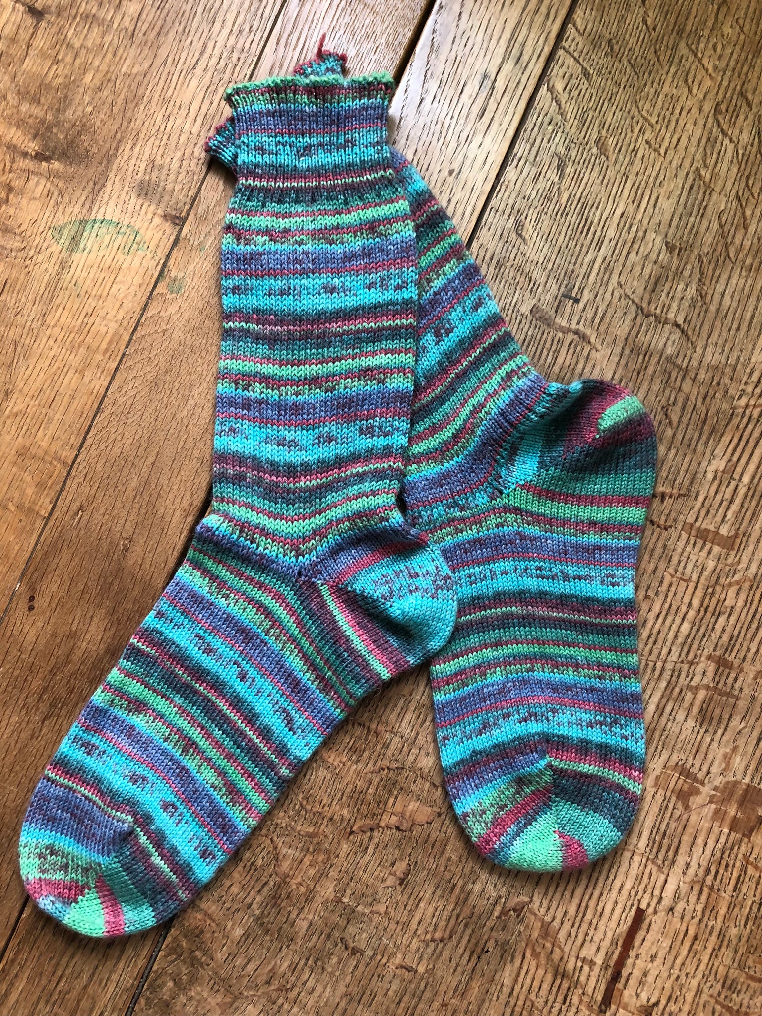 Blue multi stripe wool blend everyday socks (5-7)