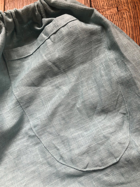 Deep duck egg blue linen women’s boxer shorts (44”)
