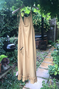 Mustard organic fairtrade cotton women’s pinafore dress (48” bust)