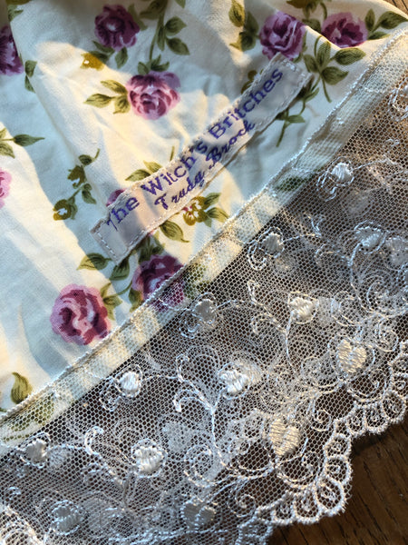 Rose on cream cotton women’s boxer shorts (38”)