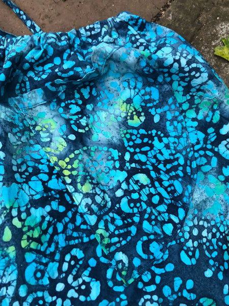 Sea-blue bubbles printed cotton women’s long bloomers (42”)