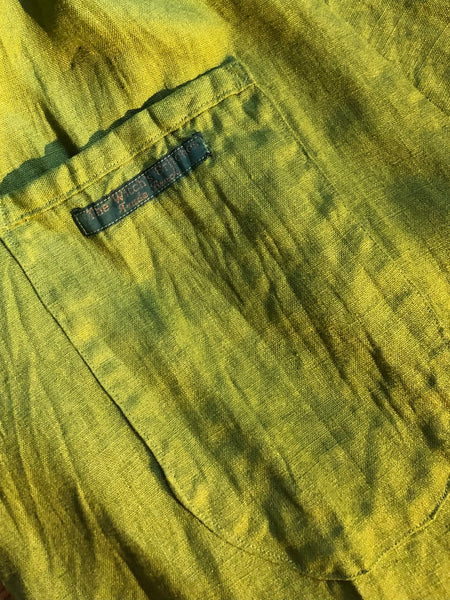 Moss green linen women’s button front long skirt with hook and hike (40” waist)