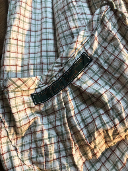 Cotton shirt checked women’s button front pinafore dress (38” bust)