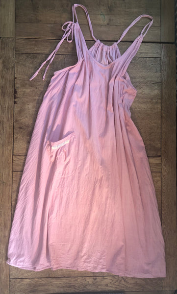 Rose pink organic fairtrade cotton women’s pinafore dress (48” bust)