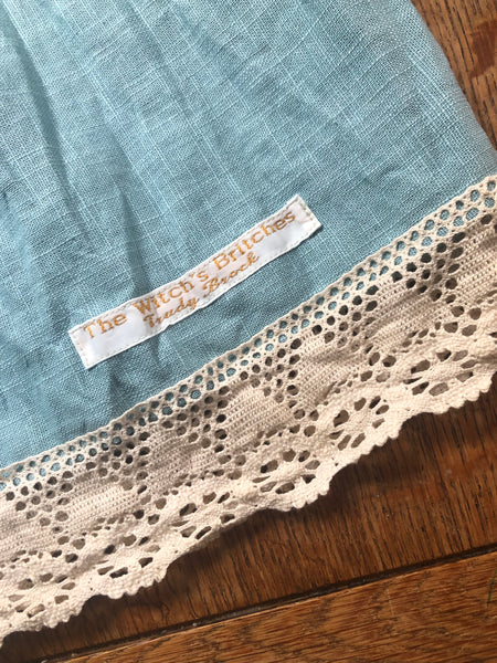 Deep duck egg blue linen women’s boxer shorts (44”)
