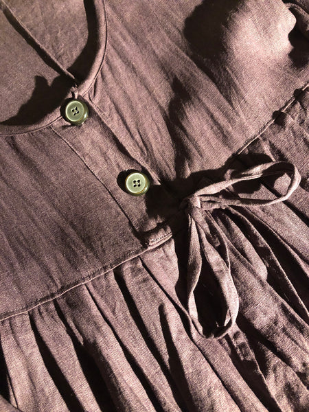 Damson wine linen women’s long sleeved button front dress jacket (44” bust)