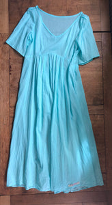 Aqua cotton voile women’s sleeved dress (36” bust)