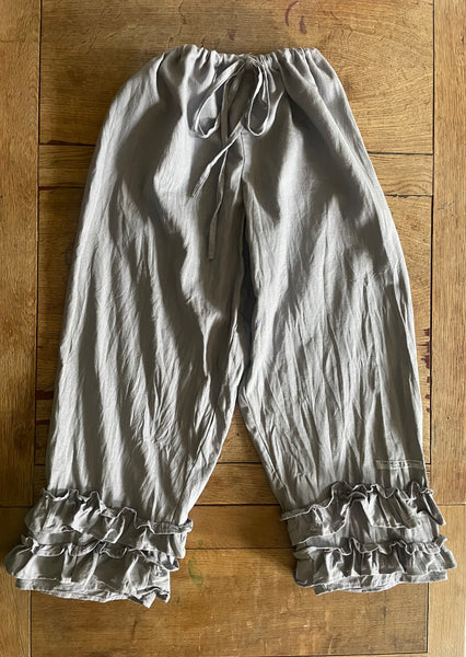 Dove grey linen women’s long Victorian style bloomers 43”)