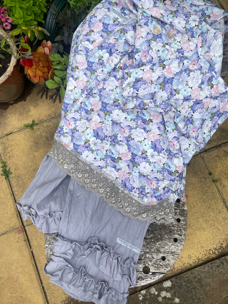 Dove grey linen women’s long Victorian style bloomers 43”)