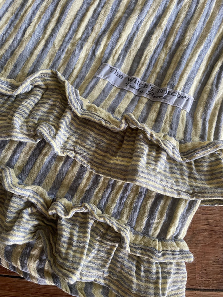 Yellow and grey stripe double gauze cotton women’s long Victorian style bloomers (40”)