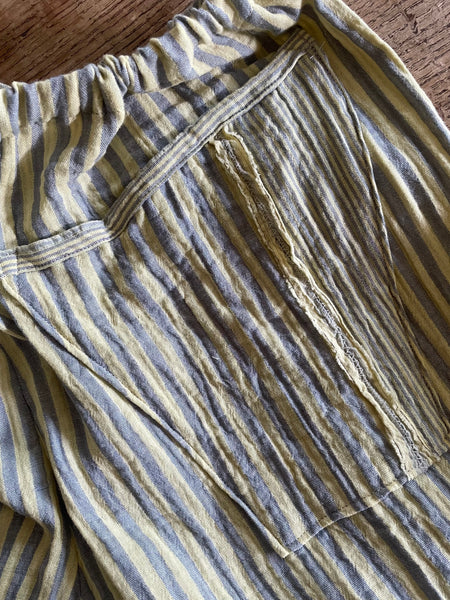 Yellow and grey stripe double gauze cotton women’s long Victorian style bloomers (40”)