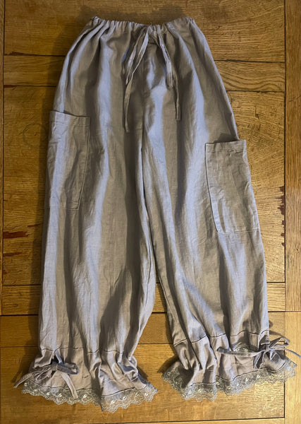 Dove grey linen women’s long bloomers (38”)