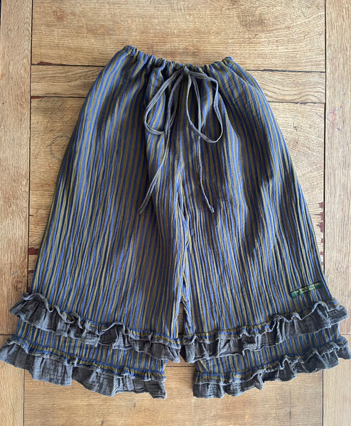 Cobalt and chrome double stripe cotton gauze women’s Victorian calf length bloomers (48”)