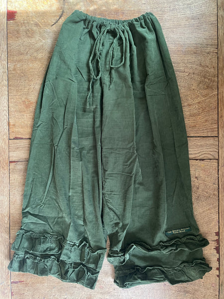 Oak green cotton corduroy women’s Victorian style bloomers (44”)