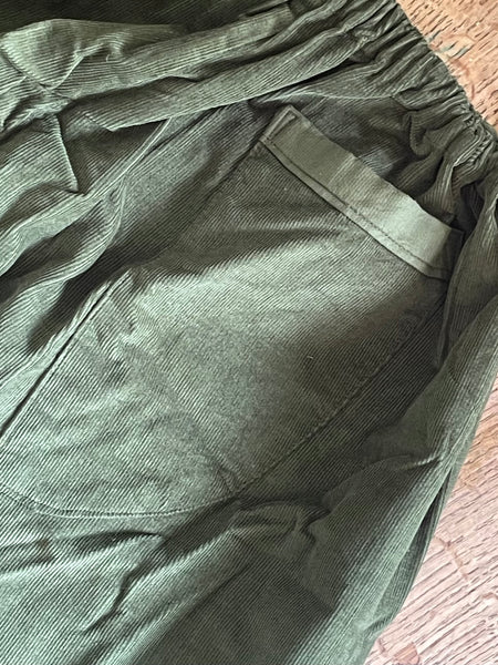 Oak green cotton corduroy women’s Victorian style bloomers (44”)