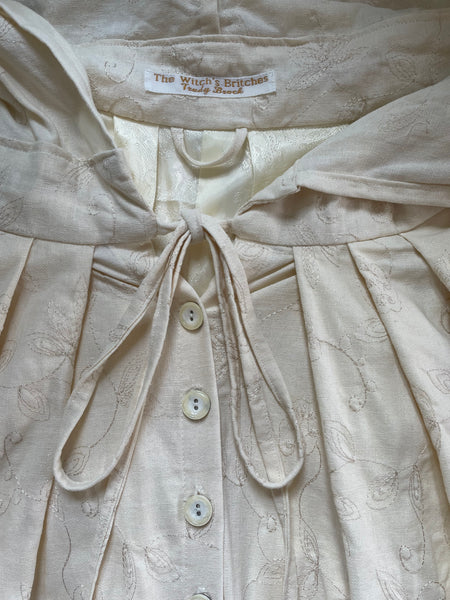 Magnolia embroidered linen look women’s lined and hooded cloak