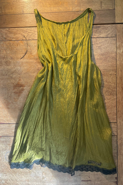 Chartreuse silk women’s short slip camisole (46” bust)