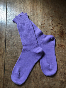 Lilac hand cranked wool blend everyday socks (4-6)
