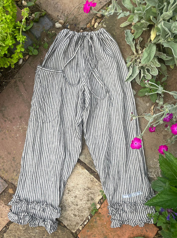 Fawn and black stripe linen women’s long Victorian style bloomers (34”)