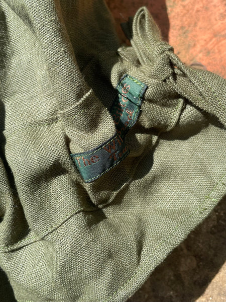 Oak green cotton/linen blend women’s long bloomers (40”)
