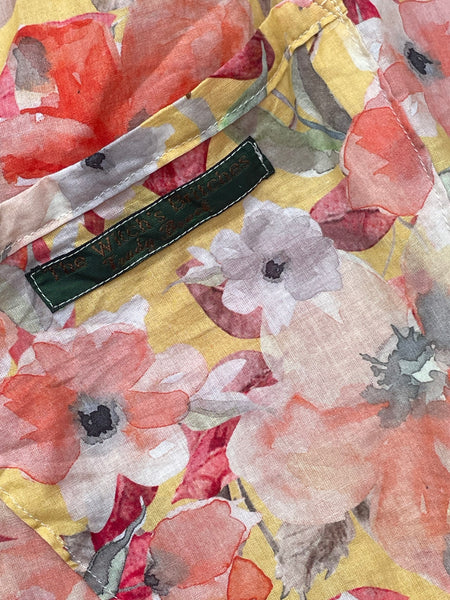 Apricot floral cotton lawn women’s pinafore dress (40” bust)