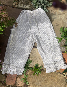Double stripe white handloom khadi cotton women’s long bloomers (38”)