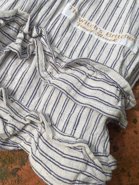 Double stripe white handloom khadi cotton women’s long bloomers (38”)