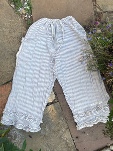 Double stripe white handloom khadi cotton women’s long bloomers (42”)