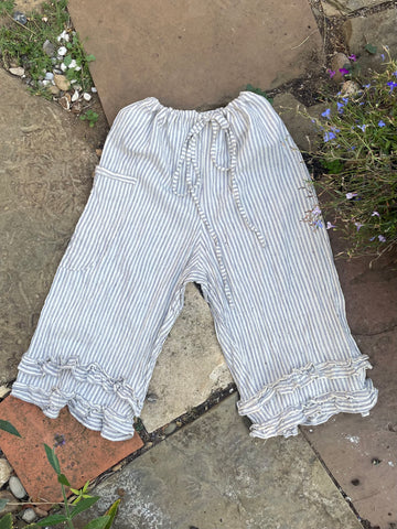 Double stripe white handloom khadi cotton women’s long bloomers (36”)
