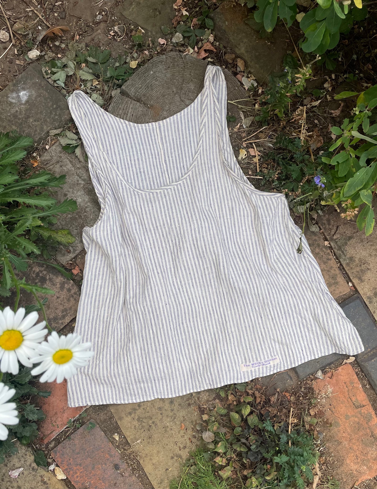 Double stripe on natural khadi handloom cotton women’s camisole summer top (