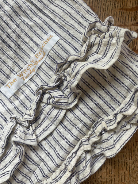 Double stripe white handloom khadi cotton women’s long bloomers (44”)