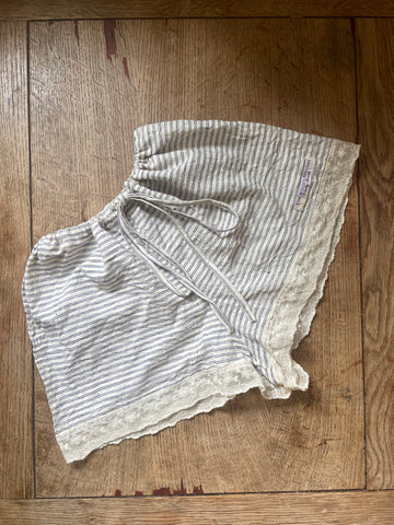 Double stripe white handloom khadi cotton women’s french knickers boxers (40”)