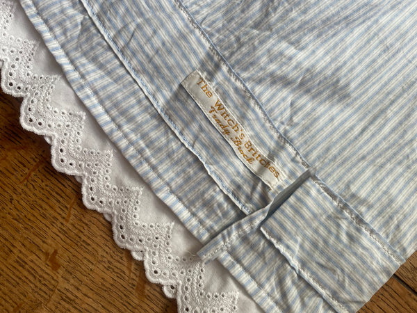 Blue stripe on white lawn cotton women’s long bloomers (40”)