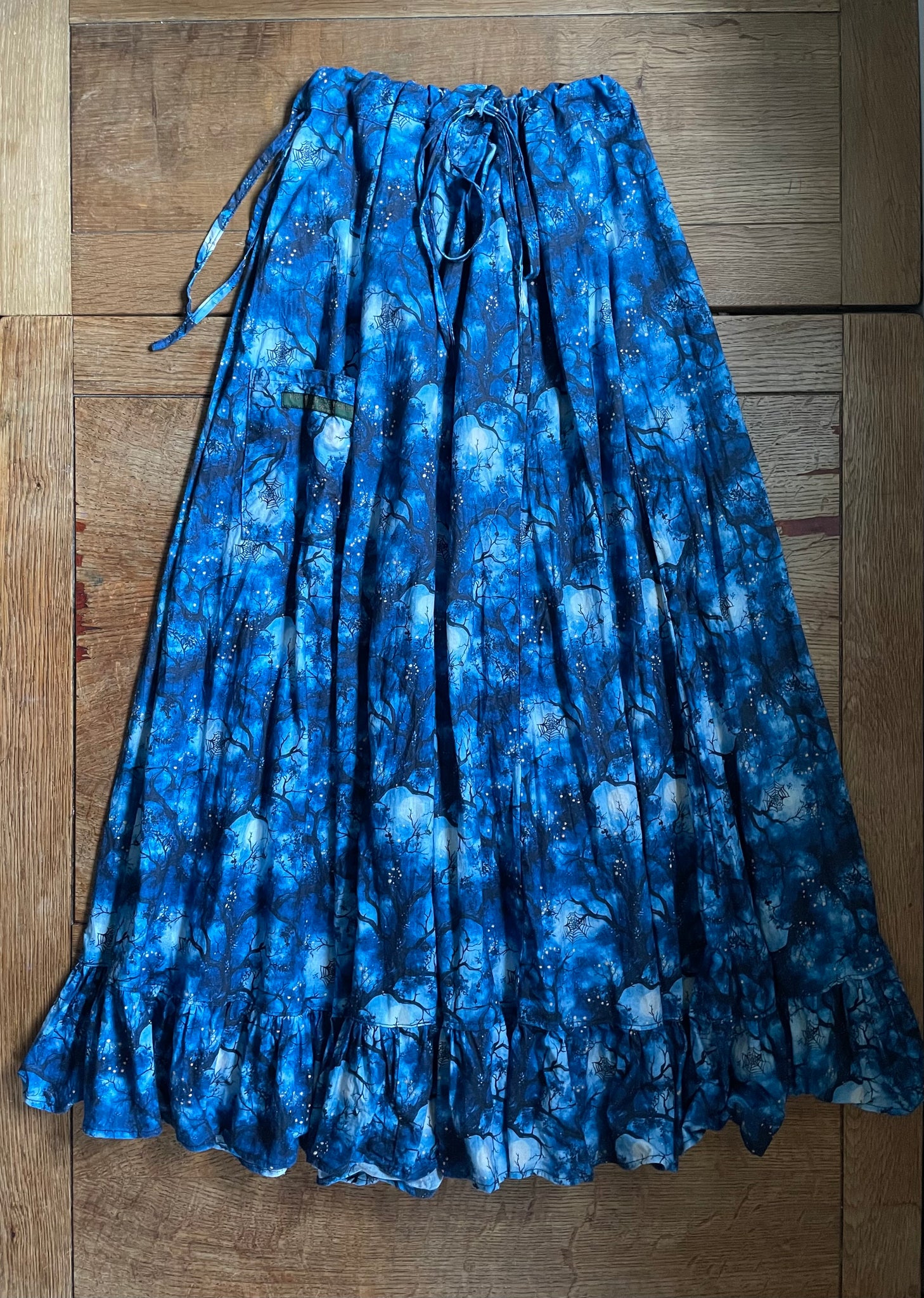 Midnight blue cotton women’s full length skirt (42” hip)