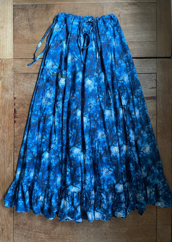 Midnight blue cotton women’s full length skirt (42” hip)