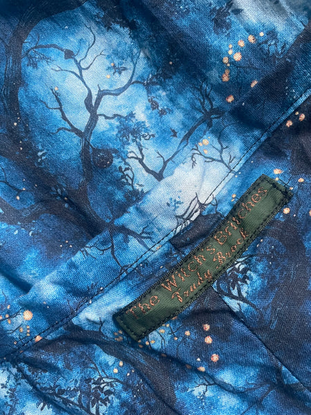 Midnight blue cotton women’s long pinafore dress (46” bust)