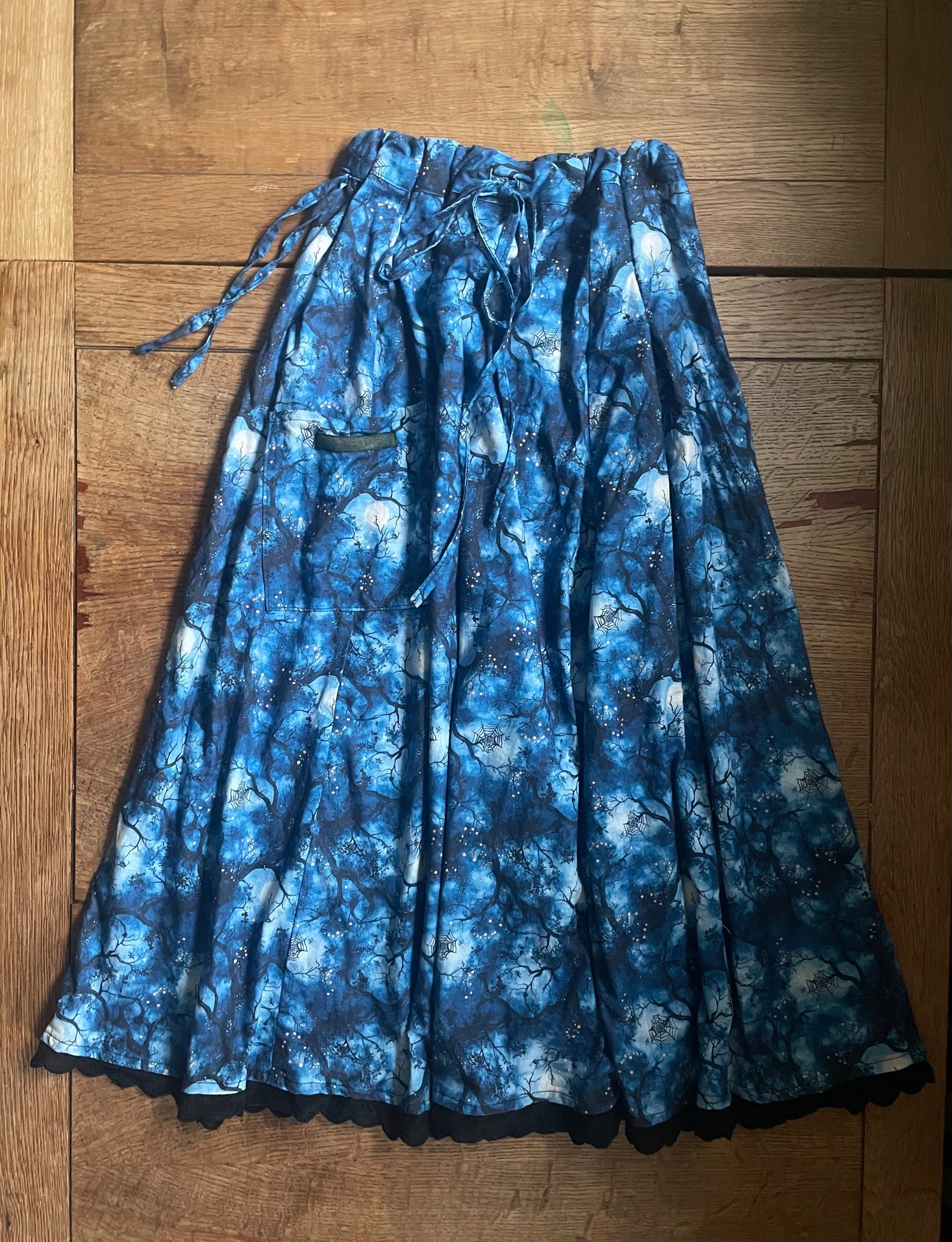 Midnight blue cotton women’s full length skirt (36” hip)