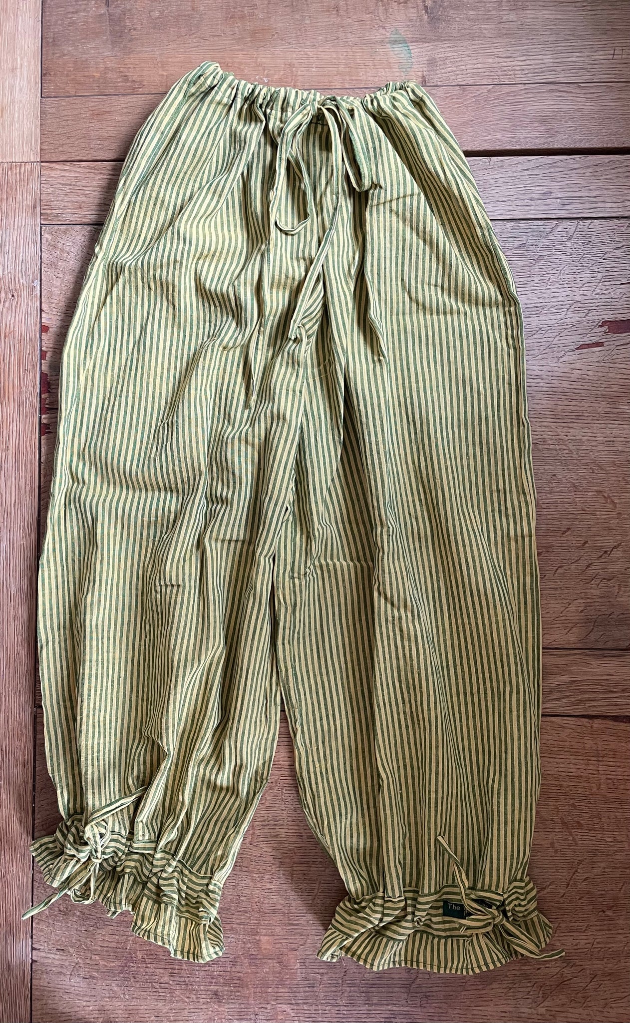 Citrus stripe Indian handloom khadi cotton women’s long bloomers (42”)