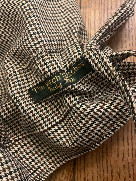 Fawn dogtooth check cotton wool blend women’s long bloomers (42”)